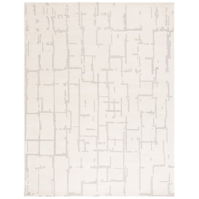 Dizdar Ebony Hand Tufted Wool/Cotton Abstract Rug in Ivory/Gray