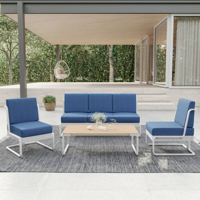 Bricelynn 5 - Person Aluminum & Wicker Outdoor Sofa Seating Group with Cushions & Pillows