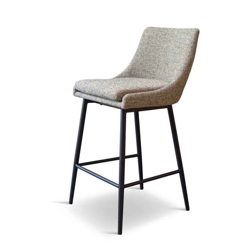 Charlz Bar Stool, Bar Stool (29" Seat Height), Beige/Light Gray