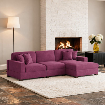 Canapé modulaire rembourré 3 pièces en velours côtelé