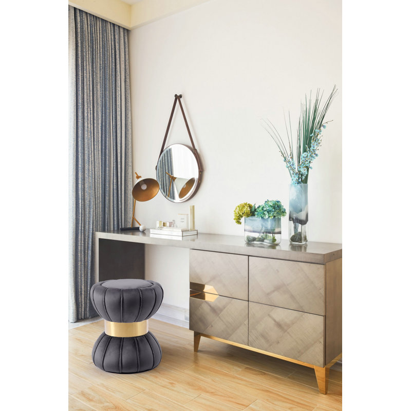 Cerjio Velvet Ottoman, Grey Velvet