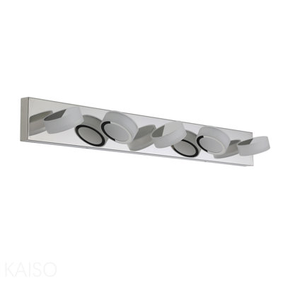 Luminaire de meuble-lavabo moderne 37 po à 5 lumières DEL - Finition chromée avec abat-jour en acrylique - Applique murale de salle de bain écoénergétique - à intensité variable pour le miroir, la douche et le décor de la salle de bain