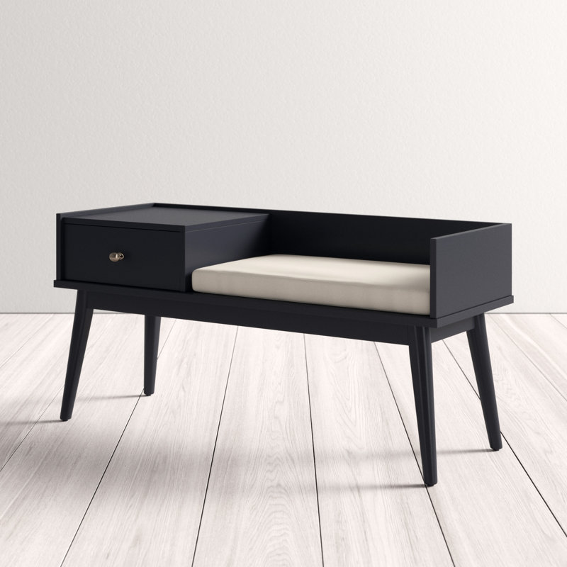 Banc de rangement en bois Hartnett, Noir vulcain