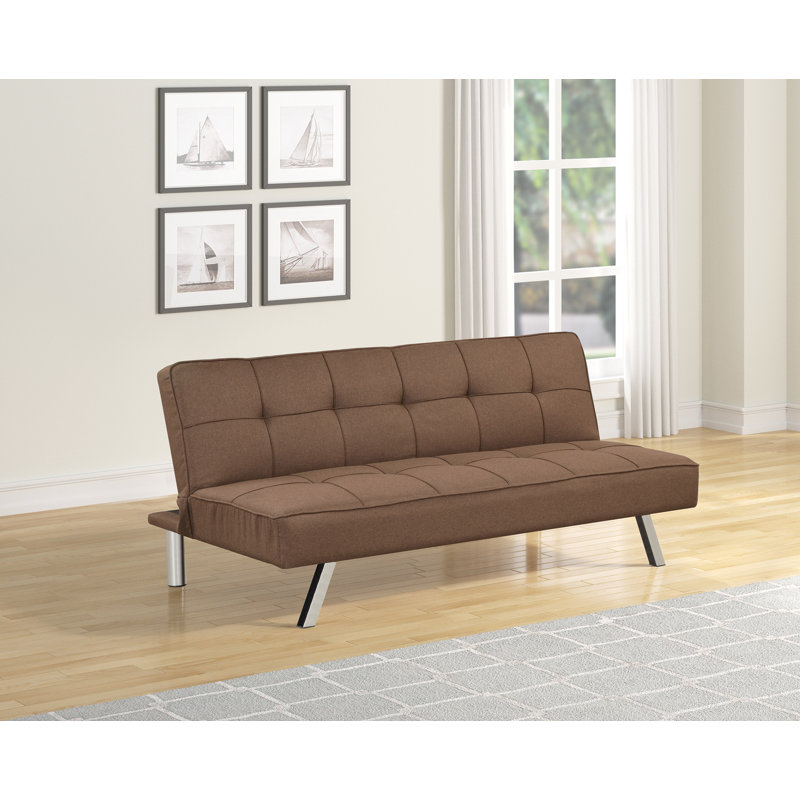 Jazzminn Twin 66.5'' Upholstered Convertible Sofa, Brown Fabric