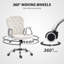 Chaise de bureau, chaise d'ordinateur pivotante à 360 °, blanc crème