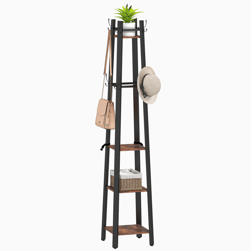 Metal Freestanding 8 - Hook Coat Rack, Rustic Brown
