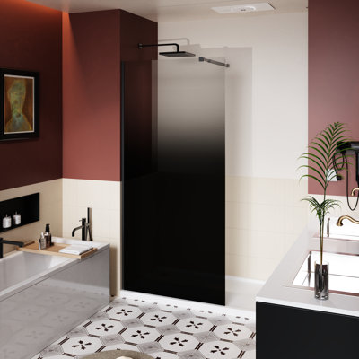 Porte de douche à l'italienne 31,5 "x 72" à dégradé noir, verre trempé de 1/4 po d'épaisseur, aluminium léger pour plus de stabilité, teinture, installation réversible pour salle de bain simple 34 W 72 H simple