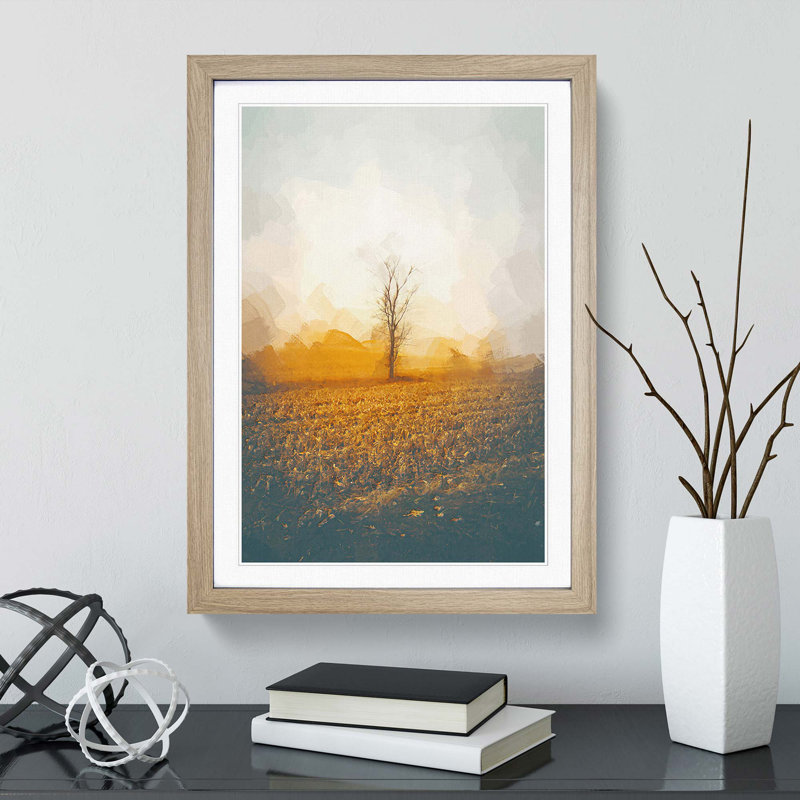 Summer Tree in Abstract - Framed Print, 87cm H x 62cm W x 2cm D, Oak Framed