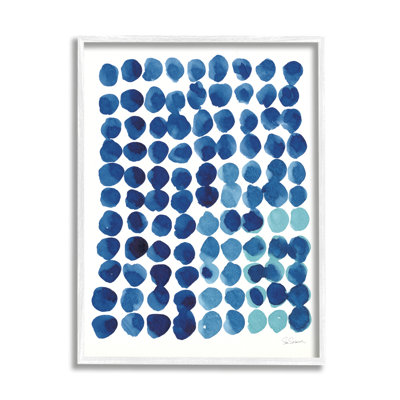" Blue Polka Dot Pattern Circle Shape Grid Watercolor "