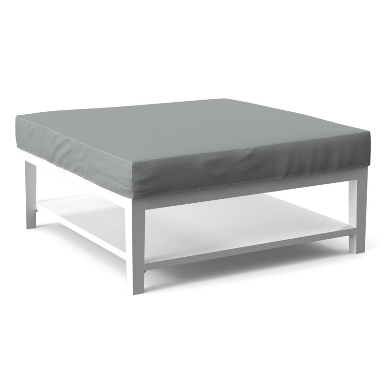 Hammond Square Ottoman, Snow Crypton Performance; 0884-91, Frost White Finish