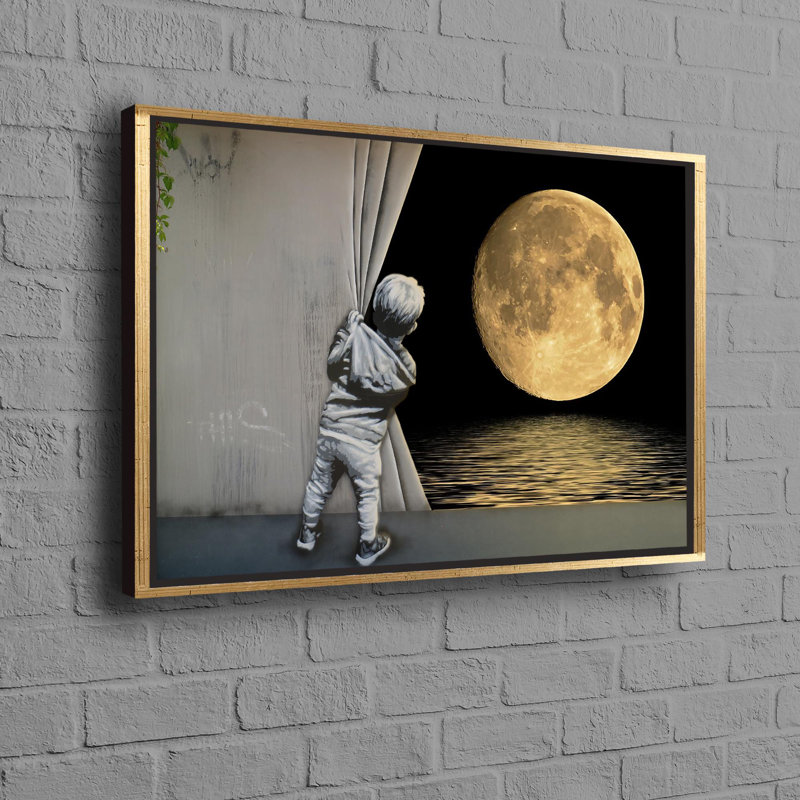 Print on Canvas, 70 cm H x 100 cm W, Framed Print without Mat, Gold