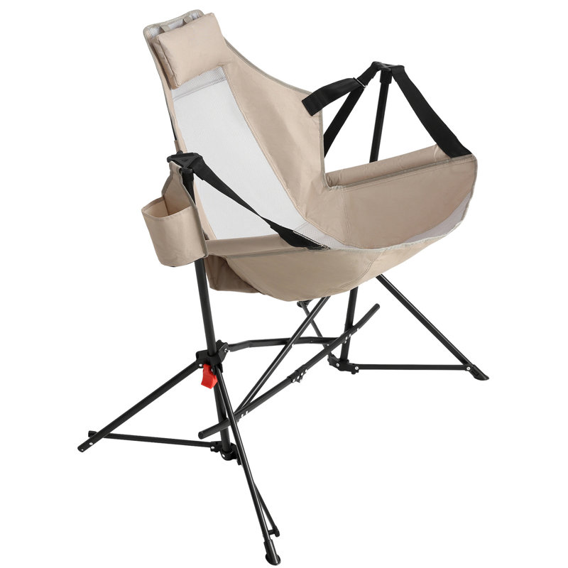 Chaise berçante pliante portative, chaise de camping pour le confort extérieur, kaki (2 pièces de camping, utilisation de la pelouse,
