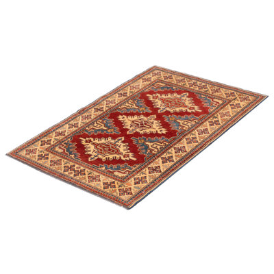 Finest Ghazni One-of-a-Kind 3'6" X 5'2" New Age Wool Area Rug in Dark Red