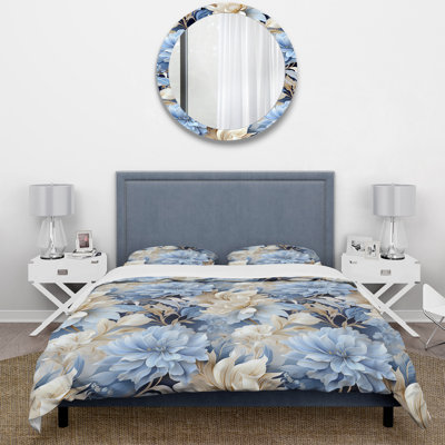 Ethereal Rococo Flourish Victorian Pattern V - Floral Duvet Cover Set - Microfiber Polyester