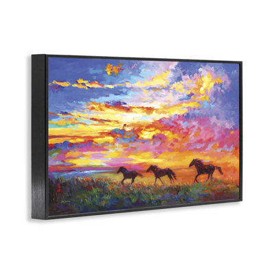 Chevaux sauvages au coucher du soleil, estampe numérique par Leon Devenice