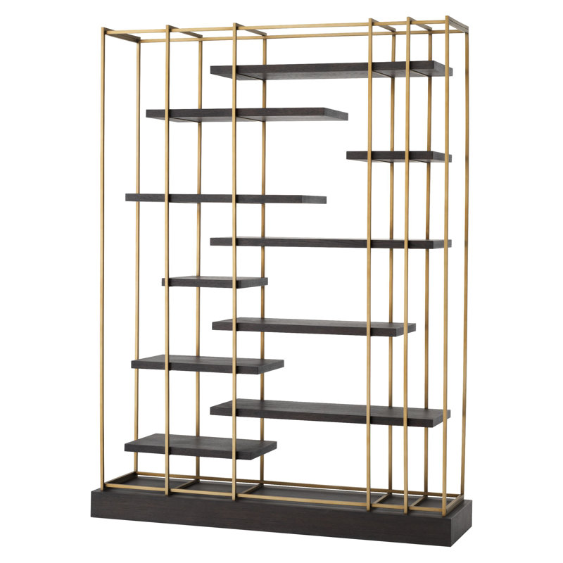 Ward Bookcase, Charcoal Gray/Brushed Brass