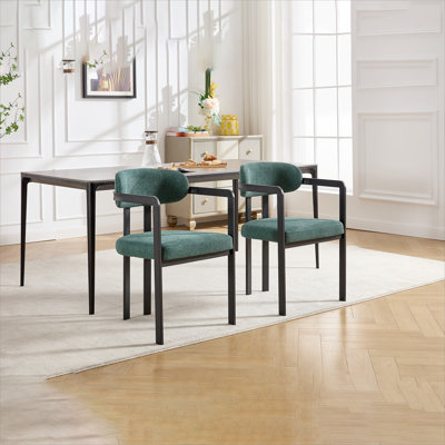 Ensemble de 2 chaises de salle à manger modernes rembourrées avec pieds en métal noir Boucle