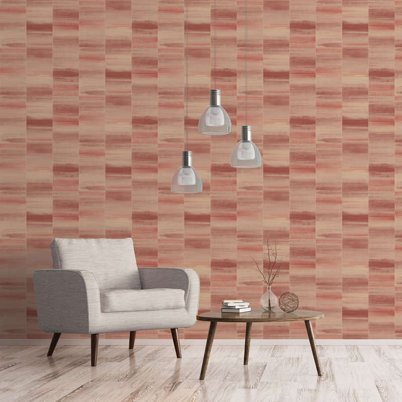 Robbin 10m x 53cm Textured Metallic Finish Non-pasted Wallpaper Roll, Orange/ Gold