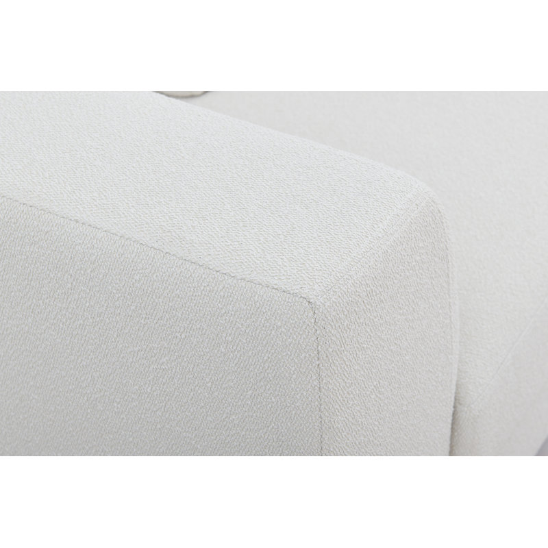 Canapé modulaire de coin avec repose-pieds Nirvana, Bouclé blanc cassé, Accoudoir à gauche (vu de face)
