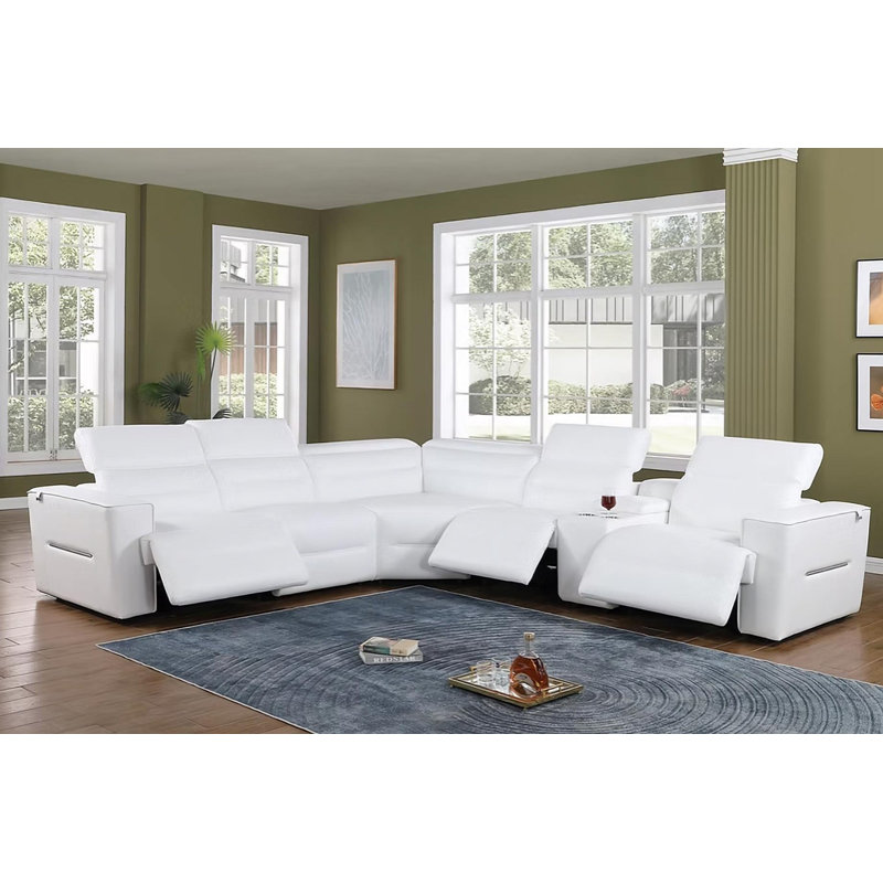  Canapé modulaire inclinable blanc Nex, Simili cuir blanc