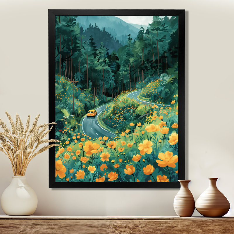 «Green Mountain Summer Flower Meadows III - Landscape Mountains», art mural, H 12 po x l 20 po x P 1 po
