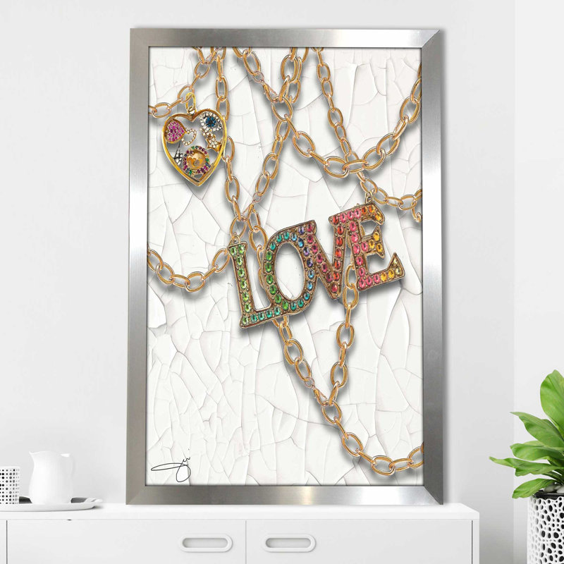 «Love Chains 2» par By Jodi - impression, Encadrement argenté, H 39,5 po x l 27,5 po x P 0,75 po