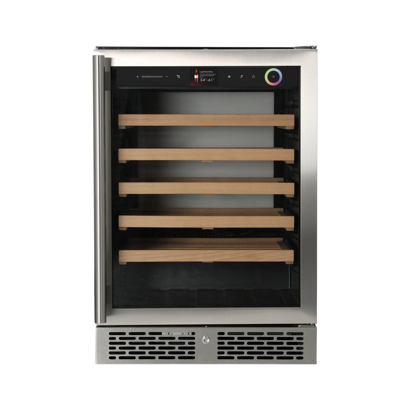 Refroidisseur à vin Vinotemp Vinoglow de 41 bouteilles, à zone unique, réfrigérateur encastré / encastré en acier inoxydable avec porte en verre UV et commandes tactiles