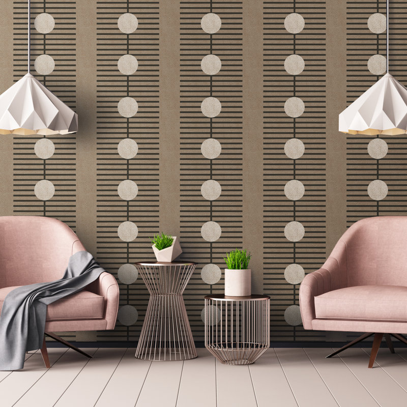 Nomalanga 10' L x 25" W Wallpaper Roll, Mocha, Non-pasted