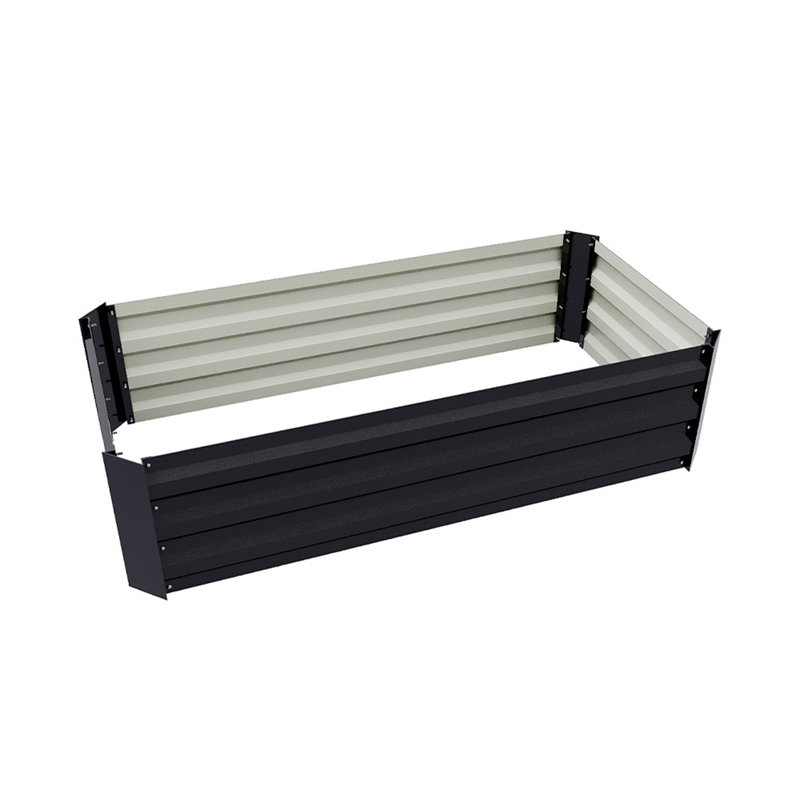 Galvanised Steel Raised Garden Bed, 30cm H x 100cm W x 60cm D, Black