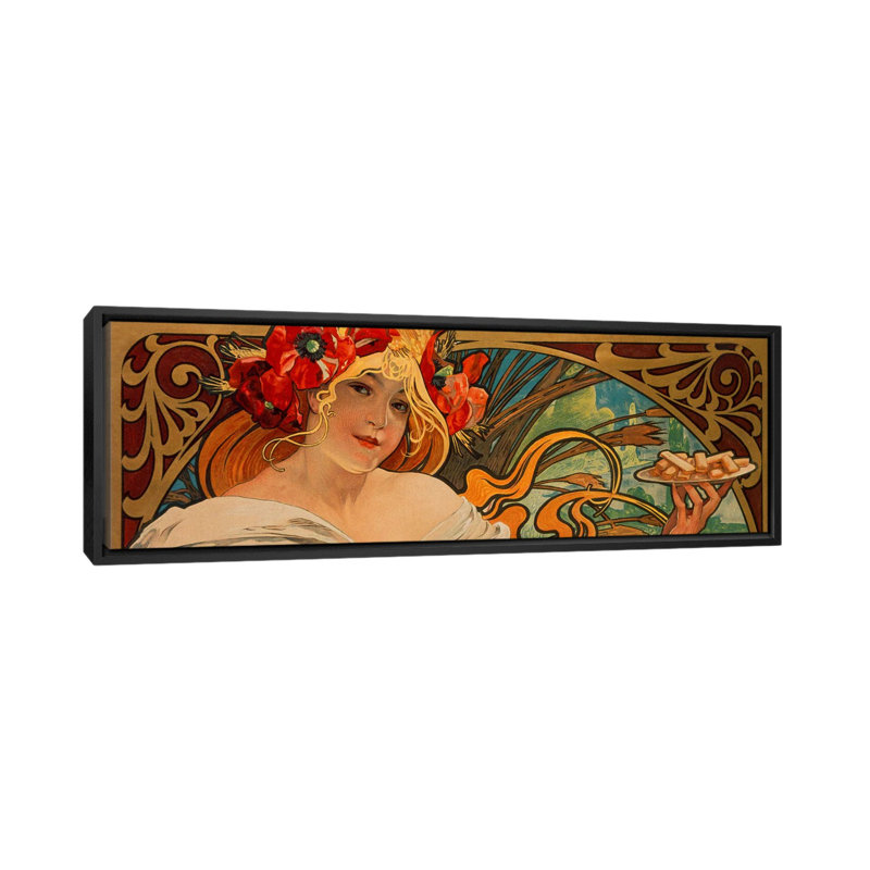 «Biscuits Lefevre Utile» par Alphonse Mucha - reproduction panoramique sur toile tendue, H 24 po x l 72 po x P 1,5 po