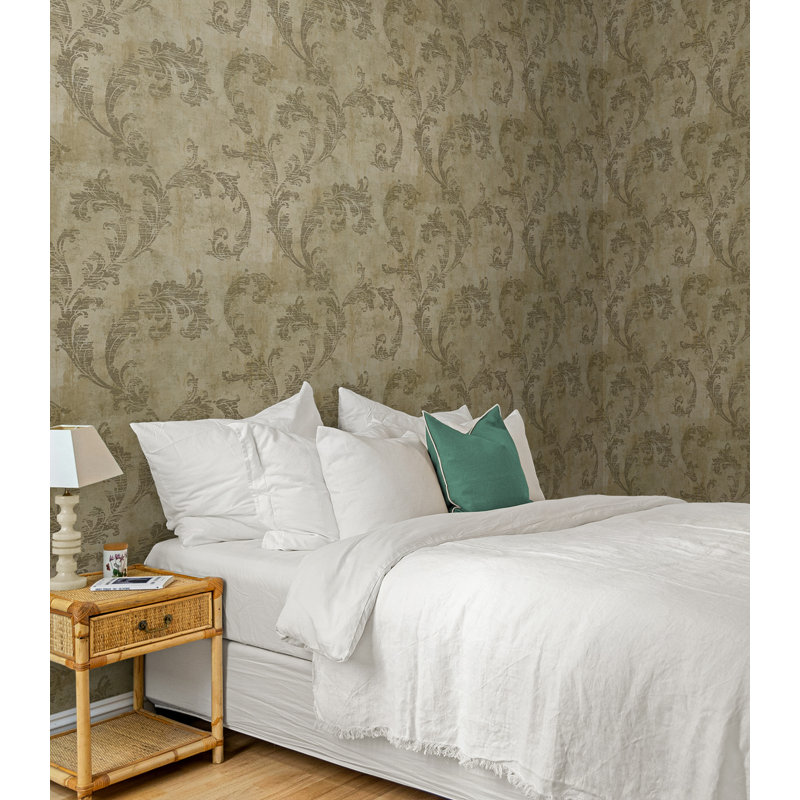  Papier peint non tissé Carnegie Acanthus Designs, Beige métallique
