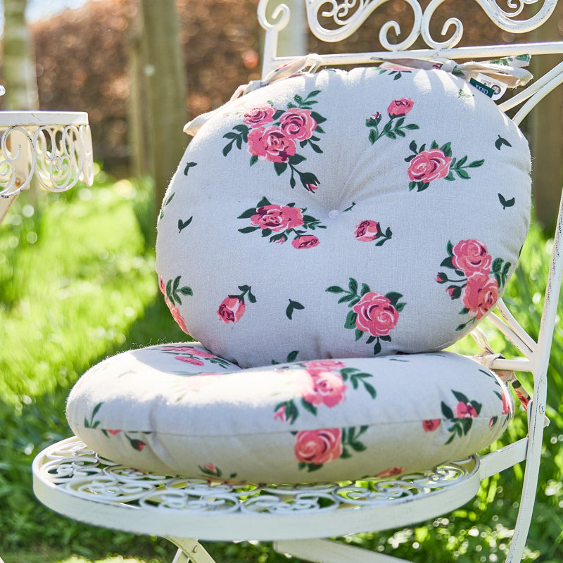 Set Of Two Rose Round Seat Pads, Pink