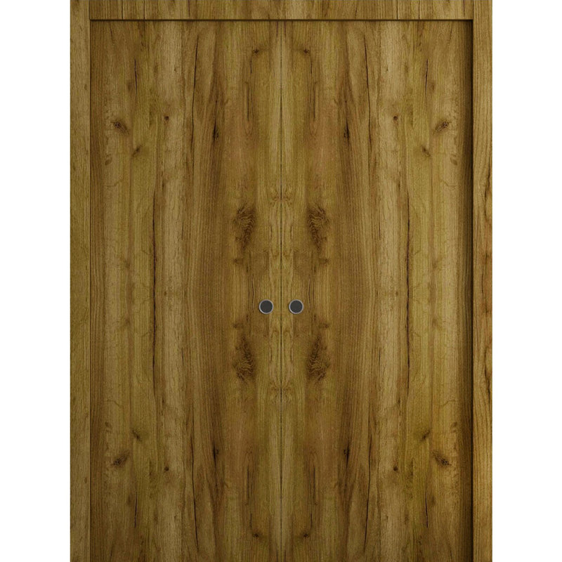Portes coulissantes françaises à double poche - Essentiel 8001 frêne - Quincaillerie de rail - Portes intérieures modernes en bois massif pour chambre à coucher