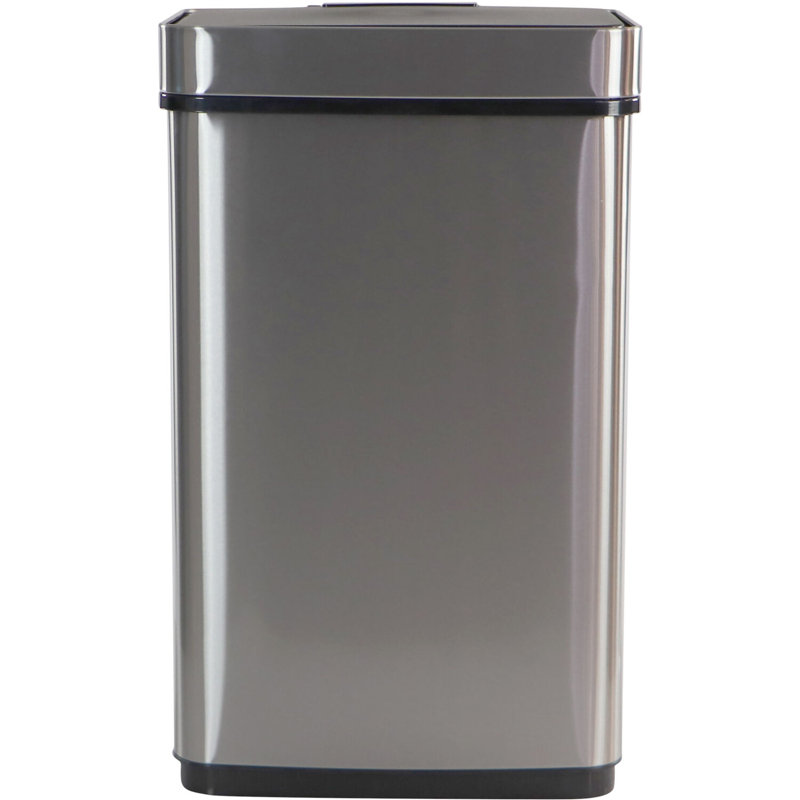 Silver Stainless Steel Touchless 16-Gallon Trash Can