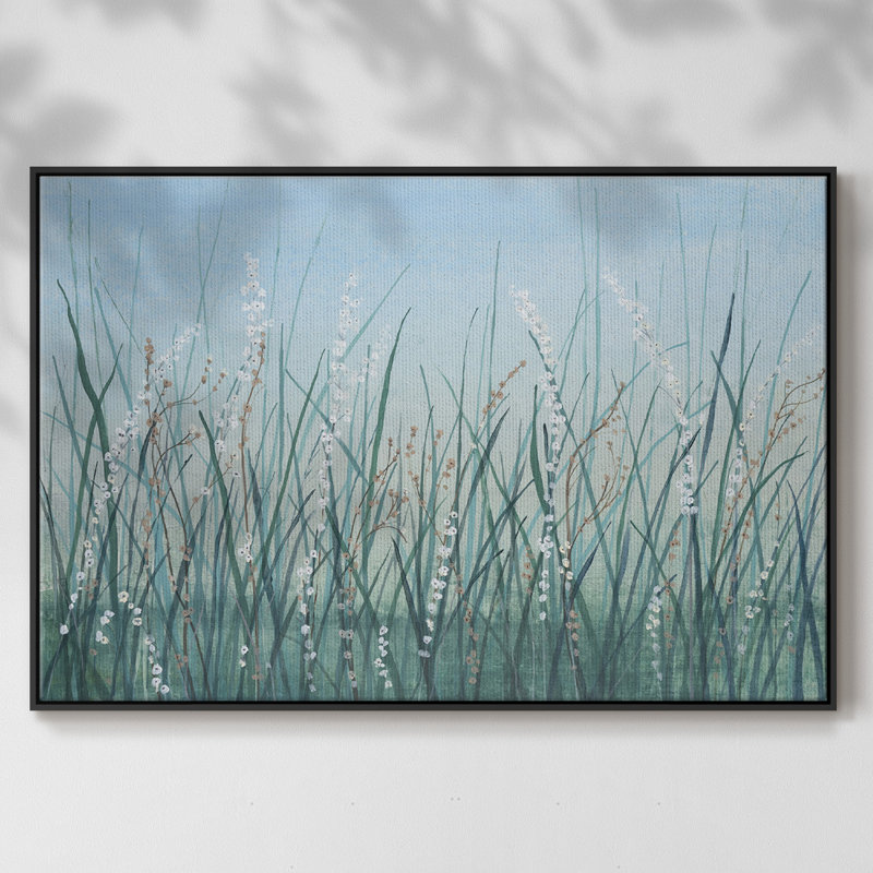 " Tall Grass II ", 17" H x 25" W x 2'' D, Black Floater Framed Canvas
