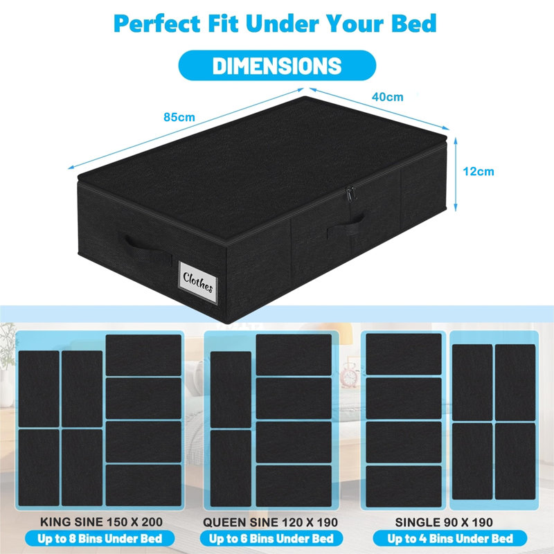 Ebern Designs Fabric Underbed Storage, Black