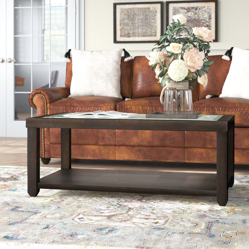 Jessim 4 Legs Coffee Table with Storage, Merlot