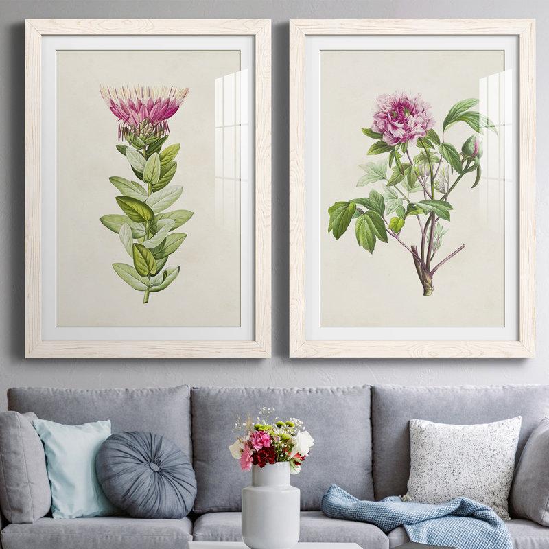 Pretty Pink Botanicals IV - Ensemble de 2 reproductions de cadres photo, H 37,5 po x l 55 po x P 1,5 po, Cadre blanc