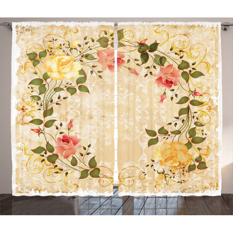 Floral Semi-Sheer Rod Pocket Curtain Panels, 54" x 63"
