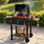 Barbecue au charbon 54 po en acier avec support chauffant ， 577 pieds carrés dans une grande zone de cuisson Barbecue de cour arrière avec tables d'appoint et roues pliables, tablette de rangement, thermomètre intégré et plateau à cendres escamotable Grill Barbecue de patio pour la cuisine de camping