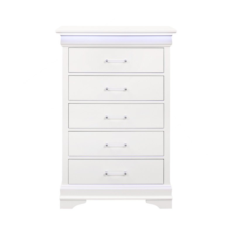 Charlston White Chest With LED, White