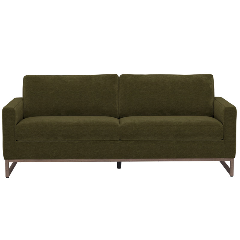 Canapé moderne rembourré avec pieds en métal, Vert olive