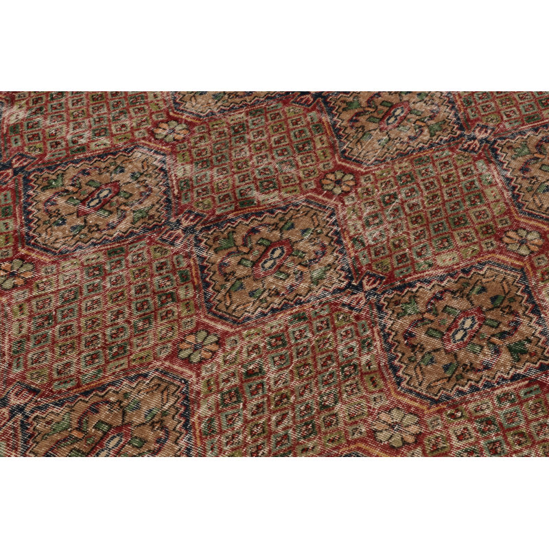 Vintage Turkish Rug, Beige-Brown With All-Over Floral Medallions – Rug & Kilim