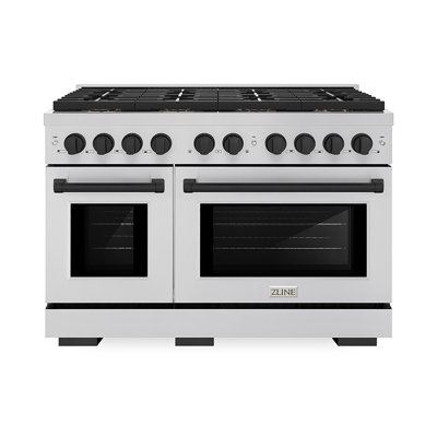 ZLINE Autograph 48 in. Paramount Dual Fuel Range w/ DuoPro Cooktop & Black Doors w/ Gold Accents