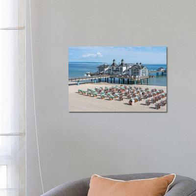 Seebrücke Sellin (Sellin Pier) In Summer, Mecklenburg-Vorpommern, Germany by Jan Becke - Floater Frame Rectangle Gallery-Wrapped Canvas GiclÃ©e on Canvas