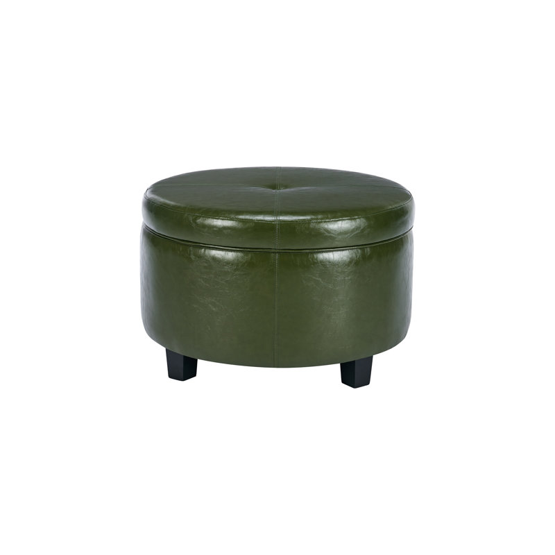 Repose-pieds avec rangement Canek, Similicuir vert olive