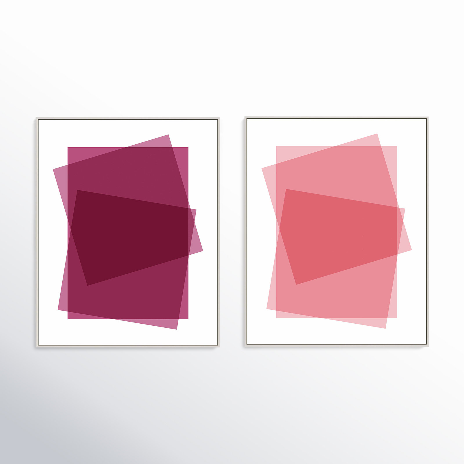 Claret & Pink Kami by Jacques Pilon, White Framed Canvas, 38" H x 30" W
