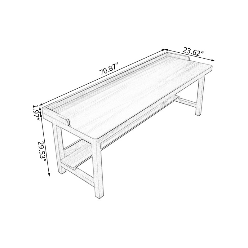 Tan Rectangular Solid Wood desk, 29.6" H x 70.9" W x 23.7" D