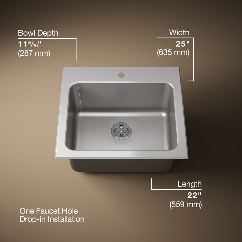 Ballad 25" x 22" Drop-In Service Sink, 1 hole