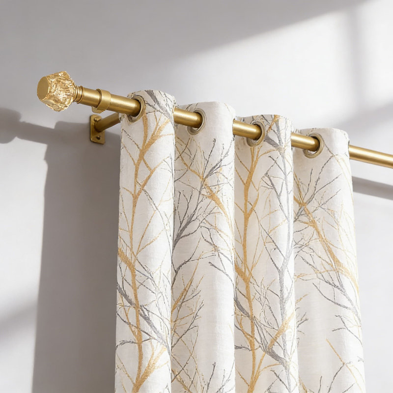 Tringle à rideaux simple robuste avec embouts en cristal décoratifs, conception télescopique réglable pour les fenêtres, tringle à draperie en métal de 1 pouce de diamètre pour la décoration intérieure